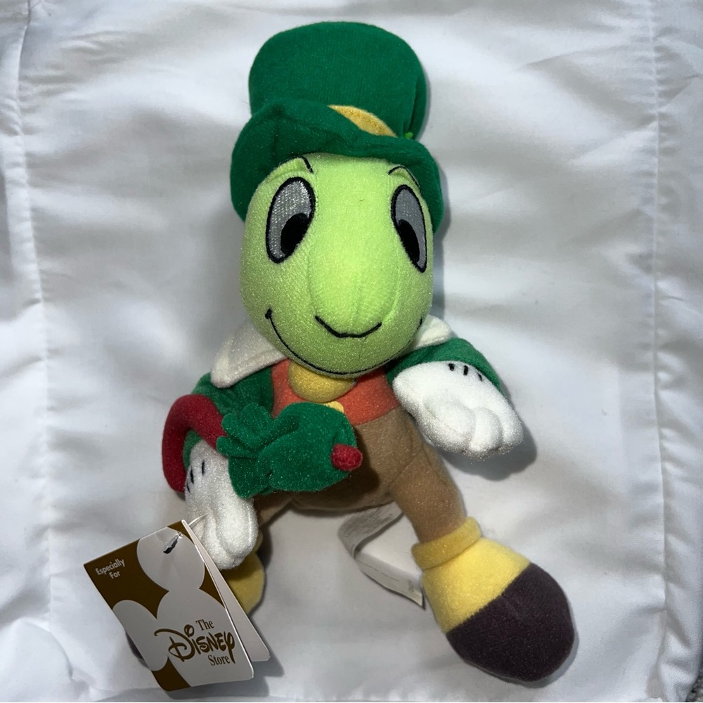 Disney Store St. Patrick's Day Jiminy Cricket Mini Bean Bag Plush 8" RARE NWT